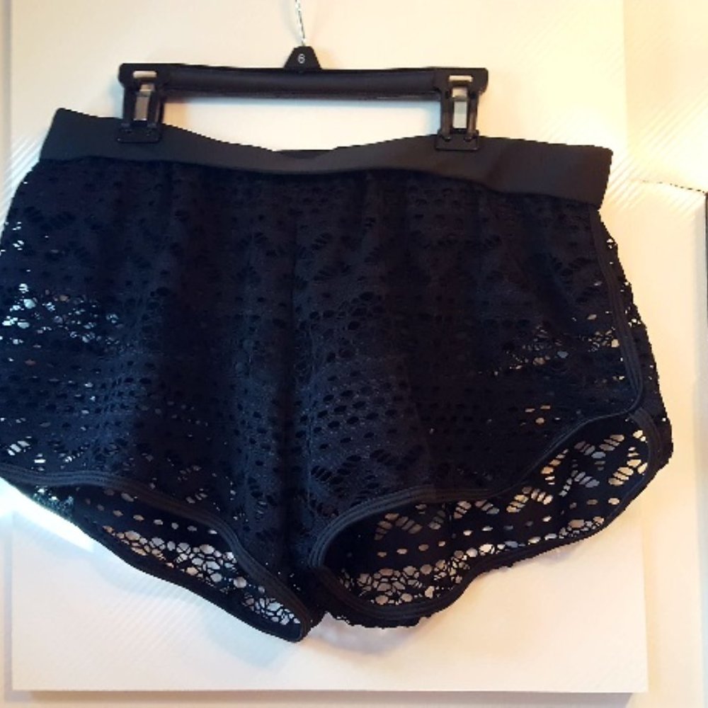 NEW Black Lace Boy Short Swimming Bottoms Size L